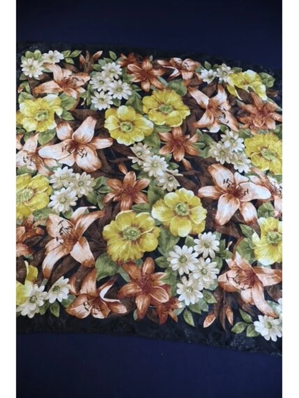 Set of Five Vintage Floral and Patterned Scarves: Silk, wool